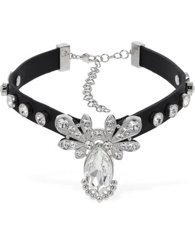 Rabanne Leather Choker With Crystals - Black
