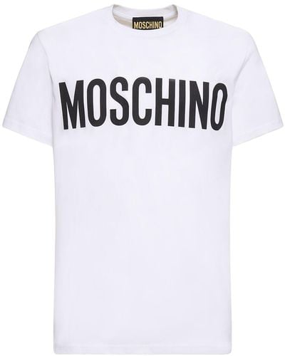 Moschino Camiseta de algodón con logo estampado - Blanco