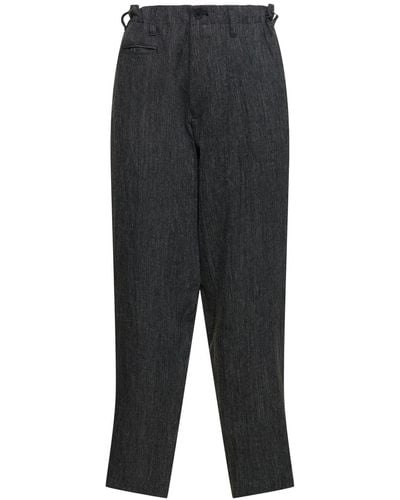 Yohji Yamamoto G-coin Pocket Slim Linen Trousers - Grey