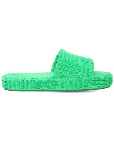 Bottega Veneta Geometric Terrycloth Slide Sandals - Green