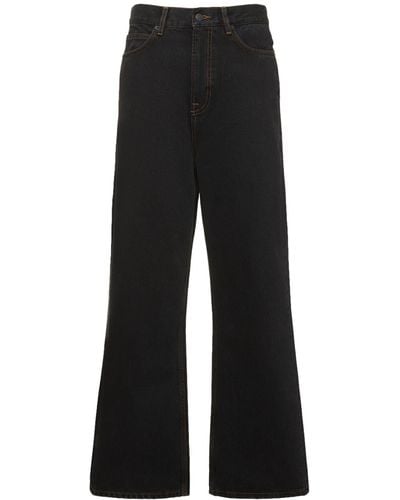 Wardrobe NYC Low Rise Wide Cotton Jeans - Black