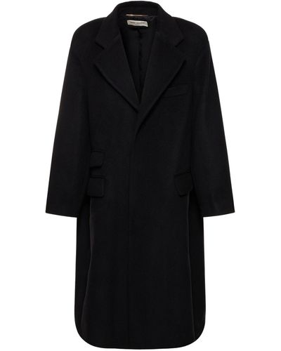 Saint Laurent Oversize Wool Blend Coat - Black