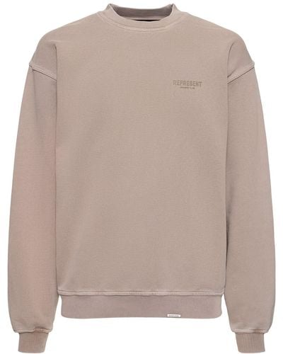 Represent Owners Club Oversize Cotton Sweatshirt - Brown