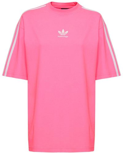 Balenciaga Camiseta medium fit de algodón - Rosa