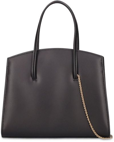 Little Liffner Mini Minimal Leather Tote Bag W/ Chain - Black