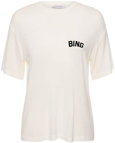 Anine Bing T-shirt louis hollywood in viscosa - Bianco