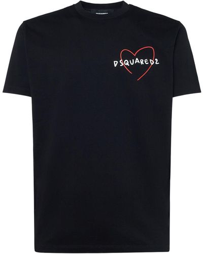 DSquared² T-shirt Aus Baumwolljersey Mit Logodruck - Schwarz