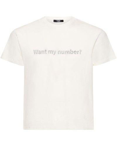 Jaded London What's My Number? Printed Cotton T-shirt - White