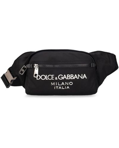 Dolce & Gabbana Sac banane en nylon à logo caoutchouté - Noir