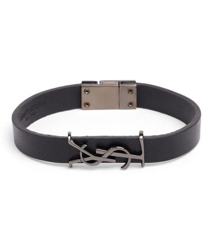 Saint Laurent Ysl Opyum Leather Bracelet - Black