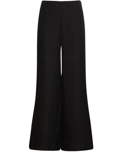 St. Agni Textured Silk Straight Trousers - Black