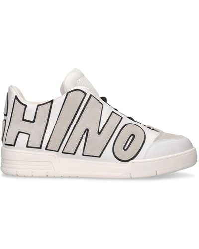 Moschino Logo Leather Mid Top Sneakers - Black