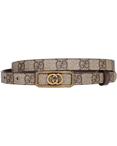 Gucci 1.5cm gg Supreme Canvas Thin Belt - White