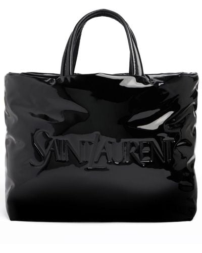 Saint Laurent Maxi Patent Tote Bag - Black