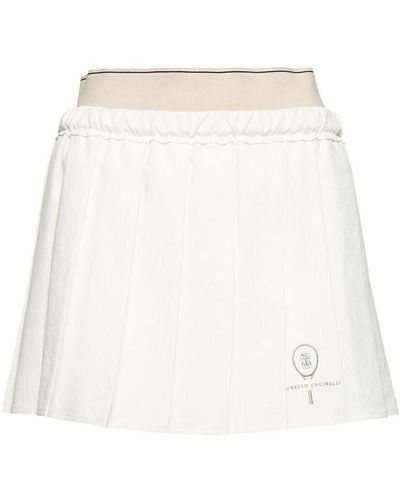 Brunello Cucinelli Pleated Mini Skirt - White