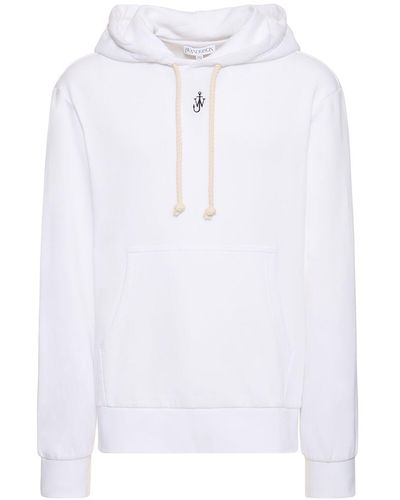 JW Anderson Logo Embroidery Cotton & Silk Hoodie - White