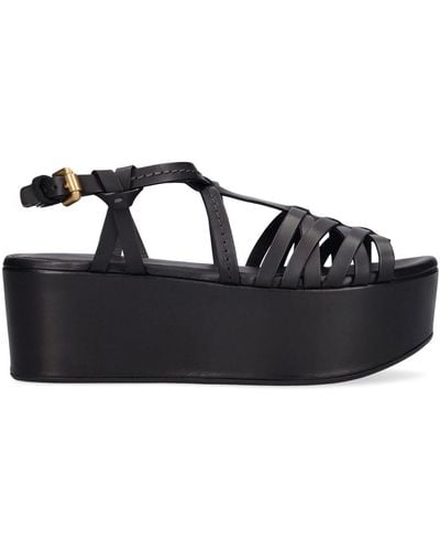 See By Chloé 60Mm Ortiz Leather Wedges - Black
