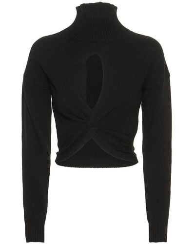 Giambattista Valli Knotted Wool & Angora Knit Crop Top - Black