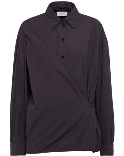 Lemaire Straight Collar Twisted Cotton Shirt - Blue