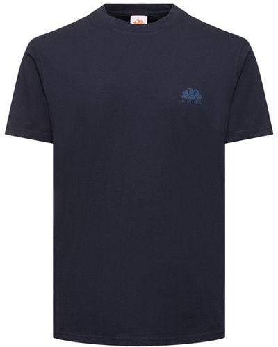 Sundek Logo Print Cotton Jersey T-shirt - Blue