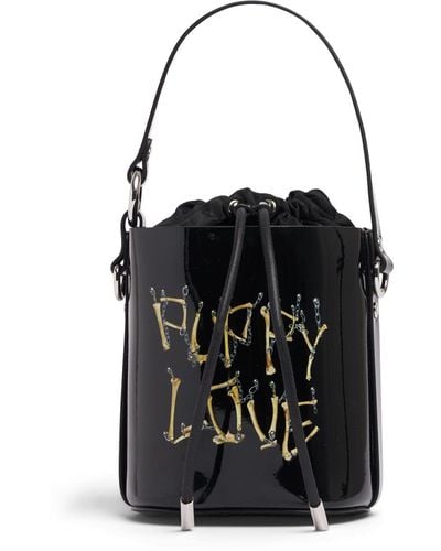 Vivienne Westwood Daisy Drawstring Leather Bucket Bag - Black