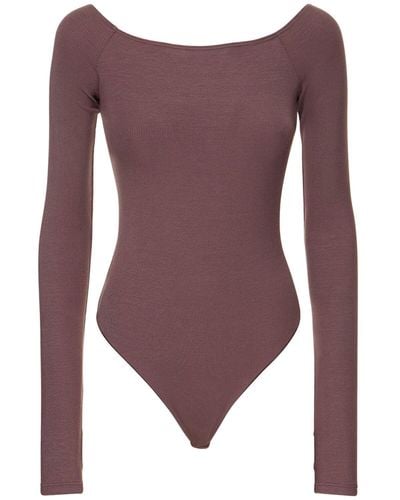 ANDAMANE Nadia Viscose Off-The-Shoulder Bodysuit - Purple