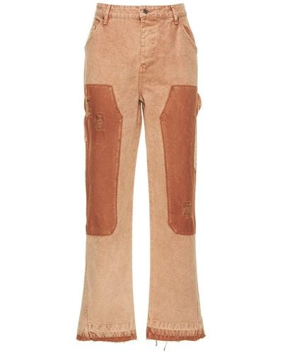 Jaded London Carpenter Jeans W/ Inserted Panels - Natural
