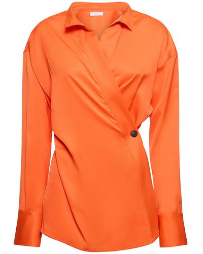 Ferragamo Stretch Viscose Wrap Shirt - Orange
