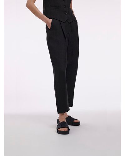 Co. Linen Straight Pants - Black