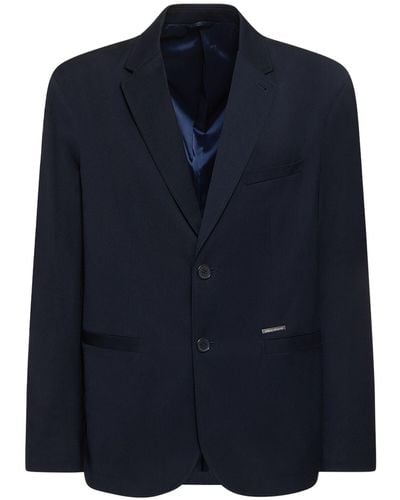 Armani Exchange Wool Blend Stretch Blazer - Blue