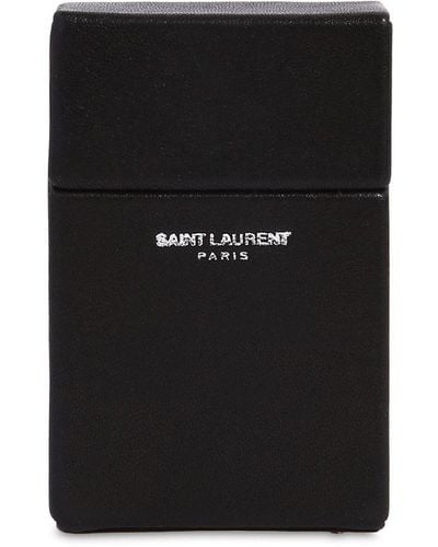 Saint Laurent Boîte À Cigarettes En Cuir - Noir