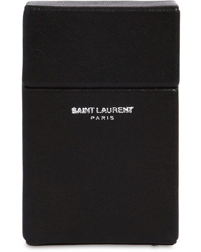 Saint Laurent Porta Sigarette In Pelle - Nero