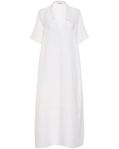 Co. リネンブレンドキャンバスワイドドレス - ホワイト