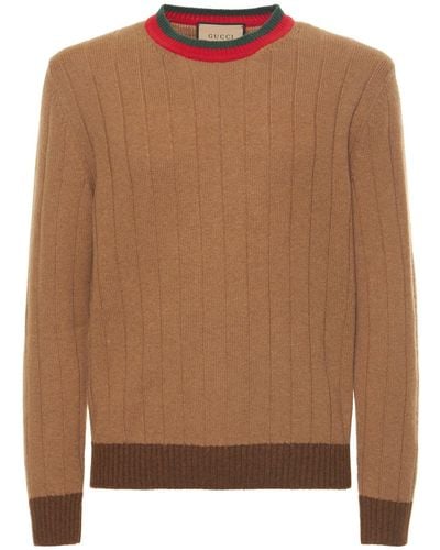 Gucci Rib Knit Camel Sweater - Brown