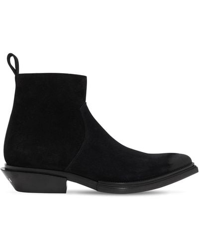 Balenciaga Santiago Suede Leather Boots - Black