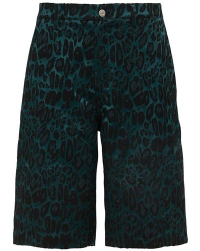 ANDERSSON BELL Shorts In Techno Leopard Jacquard - Verde