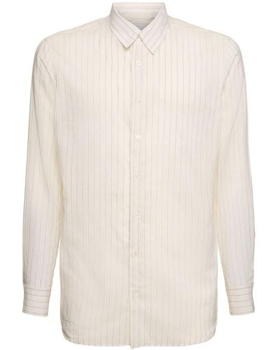 Lardini Gestreiftes Hemd Aus Baumwollmischung - Weiß