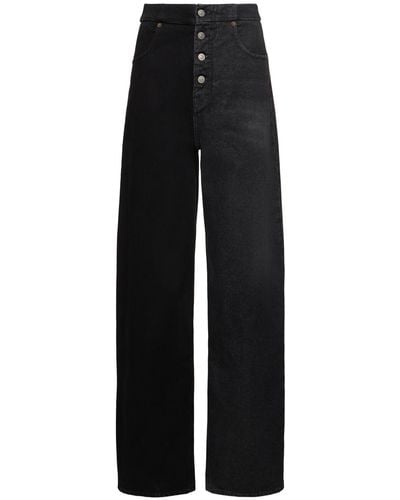 MM6 by Maison Martin Margiela Bicolor Straight Denim Jeans - Black