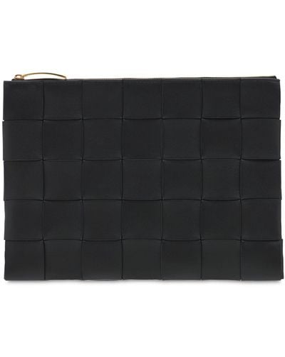 Bottega Veneta Medium Intreccio Nappa Leather Pouch - Black