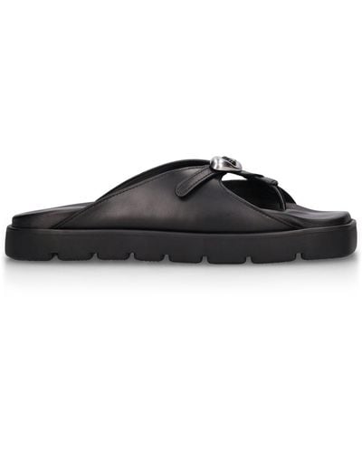 Alexander Wang 20mm Dome Leather Flatform Sandals - Black