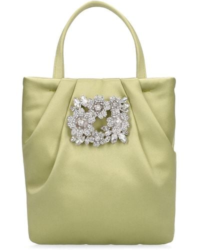 Roger Vivier Micro Rv Bouquet Crystal Top Handle Bag - Green