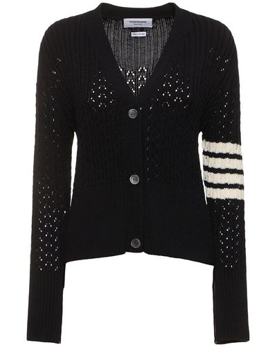 Thom Browne Cardigan en maille de laine à col en v - Noir