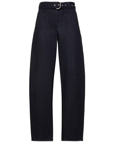 Jil Sander Jeans larghi in denim con cintura - Blu