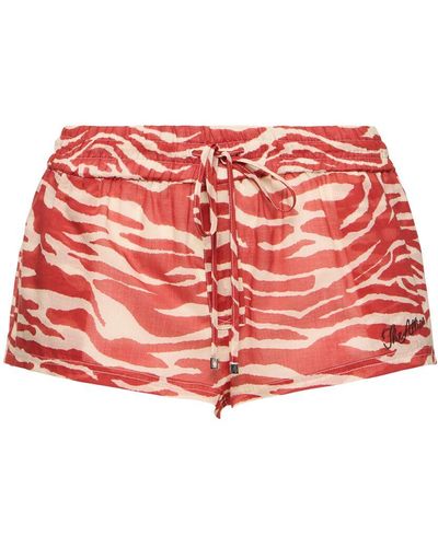 The Attico Printed Mousseline Low Waist Shorts - Red