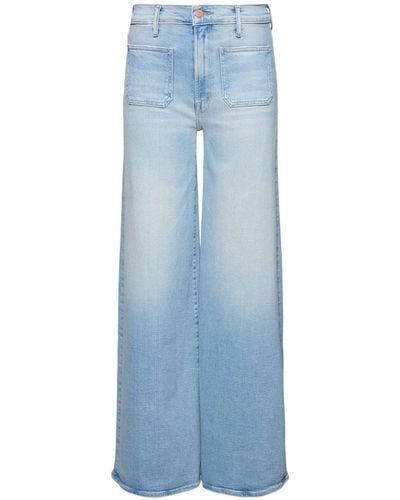 Mother Jeans con bolsillos de parche - Azul