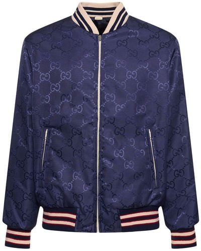 Gucci gg-pattern Reversible Woven Varsity Jacket - Blue