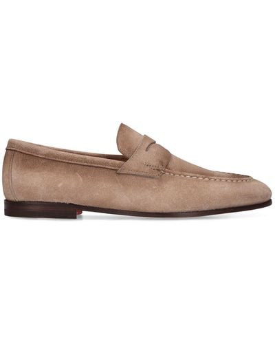 Santoni Mocassins en daim door - Marron