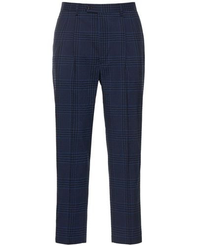 LC23 Pantalones De Seersucker Príncipe De Gales - Azul