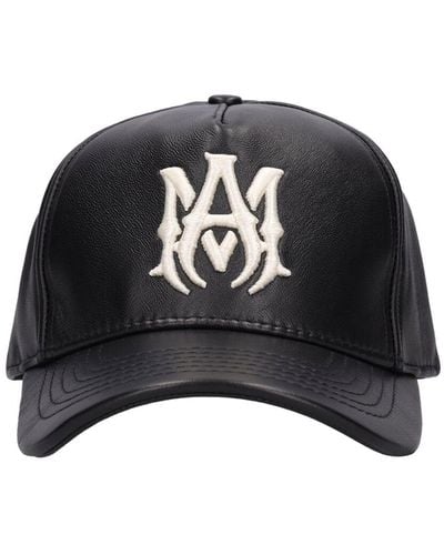 Amiri Ma Logo Leather Baseball Cap - Black