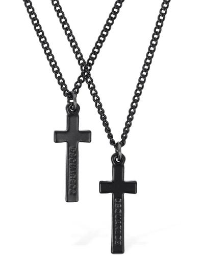 DSquared² Collier à double chaîne jesus - Noir